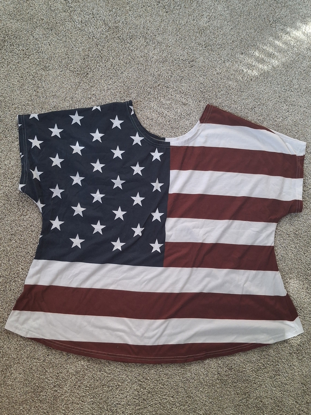 Source Unknown Women’s Short Sleeve Flag Tee in Blue, White & Red